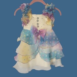Chic Yellow & Blue Formal Ruffle Dress | Girls 3–4 Years | Party, Flower Girl